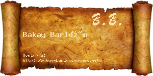 Bakay Barlám névjegykártya